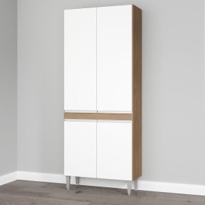 Armário de Cozinha Paneleiro Sabrina 80 X 202 Cm 4 Portas Mdp Avelã Branco 0452 Menu