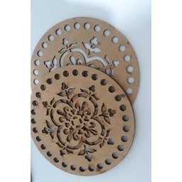 Base Tampa Arabesco Mdf Crochê Fio Malha Redonda 15cm - 10un - 2