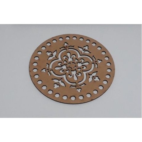 Base Tampa Arabesco Mdf Crochê Fio Malha Redonda 15cm - 10un