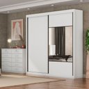 Ver imagem 1 de Guarda Roupa Casal 2 Portas 8 Gavetas 100% MDF com Espelho Trieste Branco/Neve