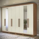 Ver imagem 1 de Guarda Roupa Casal 8 Portas 4 Gavetas Master New com Espelho e Pés e Cômoda Havana Master com Pés Ja