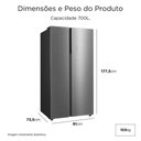 Ver imagem 4 de Geladeira Midea Side By Side Frost Free Inverter 700L Spacemaster MDRS923MMD463 Inox Bivolt