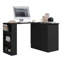 Ver imagem 3 de Cômoda Mesa de Escritório Retrátil Zoe 3 Gavetas MDP 91,30cm Preto Loja Sheep