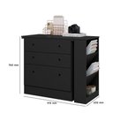 Ver imagem 2 de Cômoda Mesa de Escritório Retrátil Zoe 3 Gavetas MDP 91,30cm Preto Loja Sheep