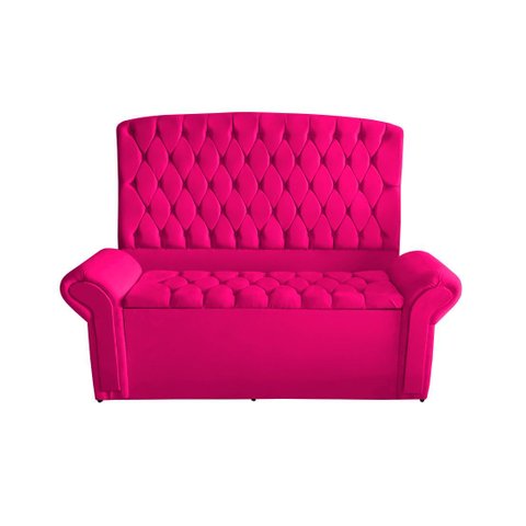 Kit Dubaí Cabeceira de Cama Box Casal e Recamier Baú 140 Cm Suede Rosa Pink do Lar Móveis