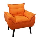 Ver imagem 2 de Kit 02 Poltrona/cadeira Decorativa Glamour Opala com Pés Quadrado Laranja Linho