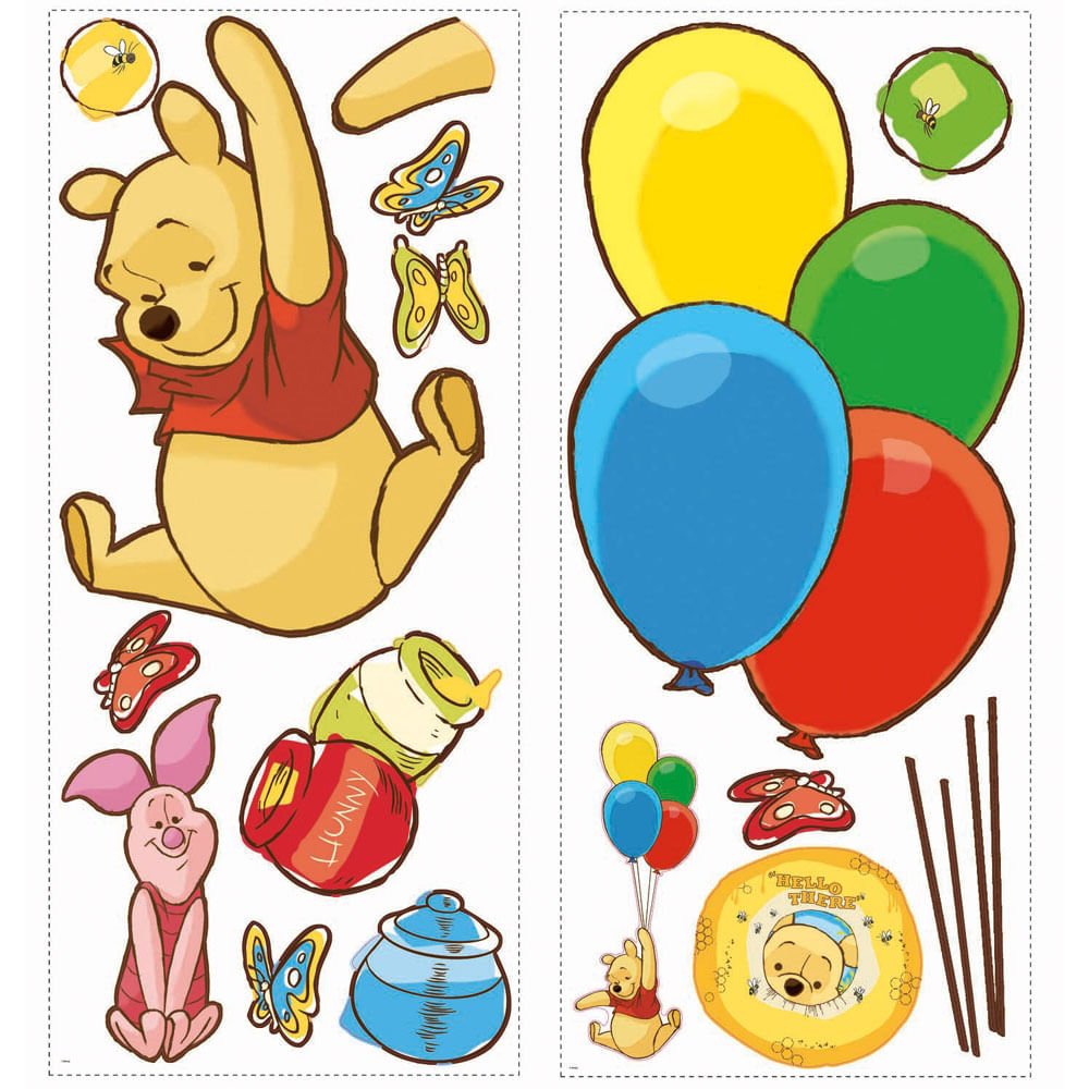 Adesivo para Quarto de Bebê Pooh e Leitão Disney Removível -Ursinho ...