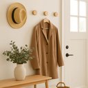 Ver imagem 2 de Kit 5 Ganchos de Madeira Pendurador de Parede Redondo Decorativo Bolsas Roupas