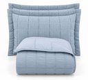 Ver imagem 1 de Kit Cobre Leito Linen Casal Micropercal 300 Fios Matelassê Colcha 3 Peças Efeito Creponado Azul