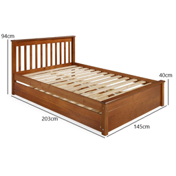 Conjunto Cama Casal Inglesa com Cama Auxiliar em Madeira Maciça Mv Outlet Mel - 4