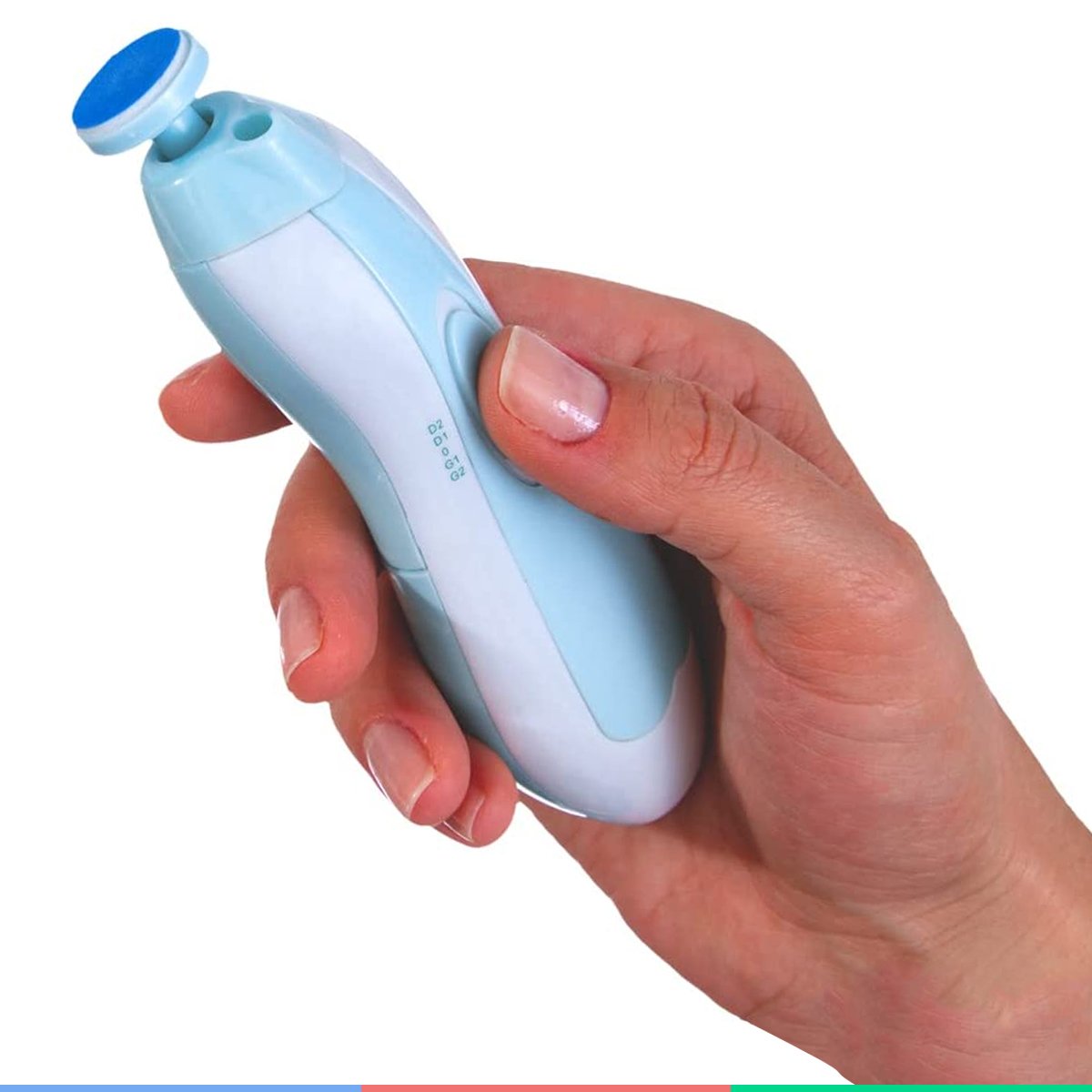 Kit Manicure Elétrico Portátil Para Bebês e Adultos Com Lixas e Estojo Branco e Azul Buba - 8