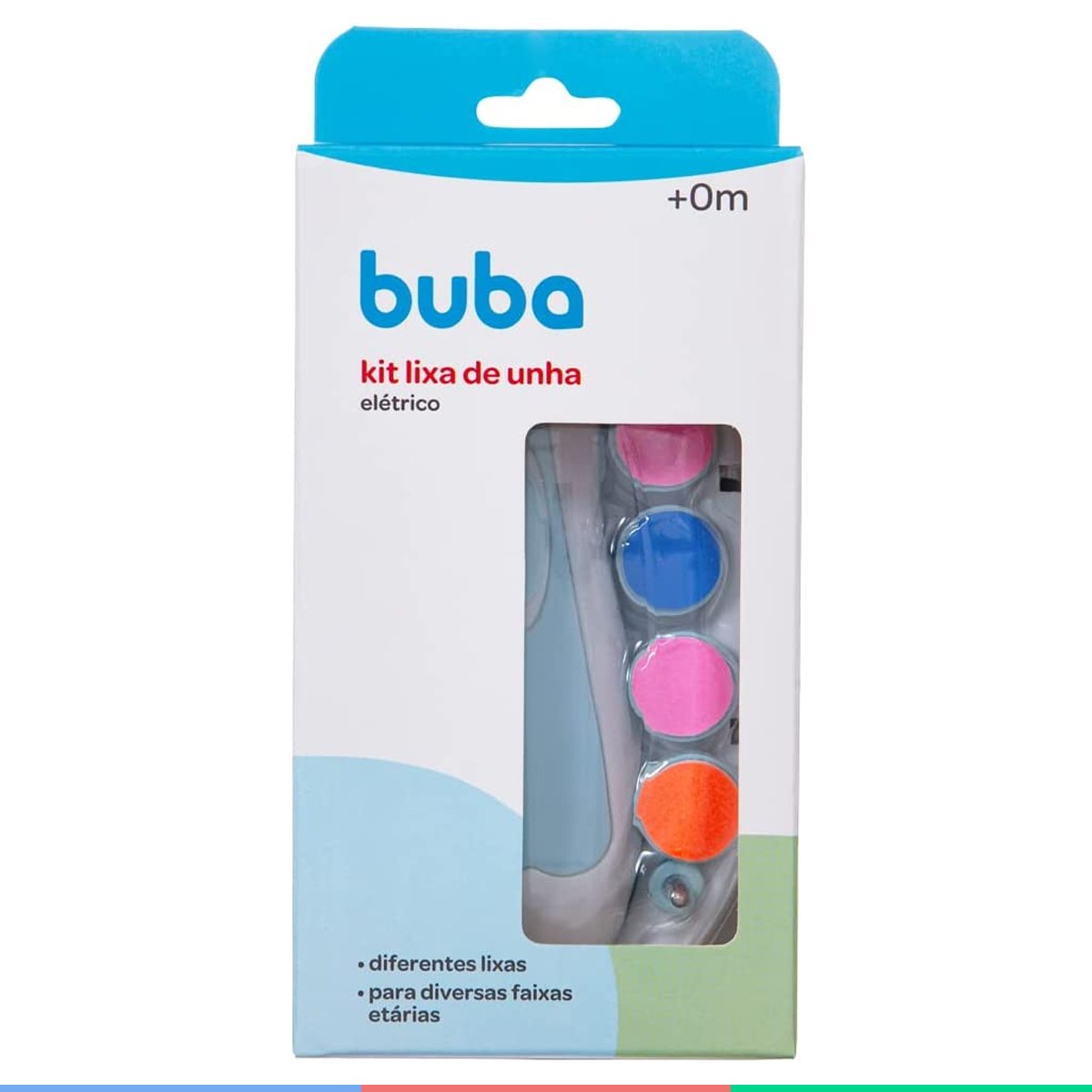 Kit Manicure Elétrico Portátil Para Bebês e Adultos Com Lixas e Estojo Branco e Azul Buba - 9
