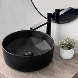 Cuba de Apoio Evier Preto Fosco Geométrica Black Matte - 6