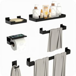 Kit Acessórios Para Banheiro Preto Fosco 6 Peças ELG - 11