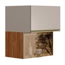Ver imagem 1 de Armário Aéreo Proença 60cm Basculante 1 Porta Mdf e 1 Porta Vidro Reflecta Nogueira Touch-nude