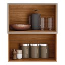 Ver imagem 2 de Armário Aéreo Proença 60cm Basculante 1 Porta Mdf e 1 Porta Vidro Reflecta Nogueira Touch-nude