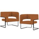 Ver imagem 1 de Kit 02 Poltronas Decorativas Scarlett D02 Base de Aço Preto Veludo Telha C-262 - Lyam Decor