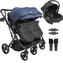 Ver imagem 1 de Carrinho Kiddo para Gemeos com Bebe Conforto Vox Ii Marinho