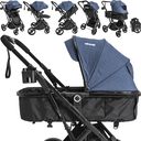 Ver imagem 3 de Carrinho Kiddo para Gemeos com Bebe Conforto Vox Ii Marinho
