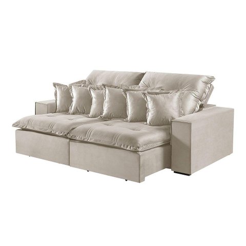 Sofá 2 Lugares Retrátil e Reclinável M-144 Veludo Martins Creme