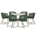 Ver imagem 1 de Mesa com 6 Cadeiras de Jantar Roma 120cm e Noronha em Alumínio Fendi Corda Náutica Estofado 12 Trama