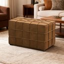 Ver imagem 3 de Puff Decorativo Retangular para Sala Living 70cm Sirah L06 Couro Camel - Lyam Decor