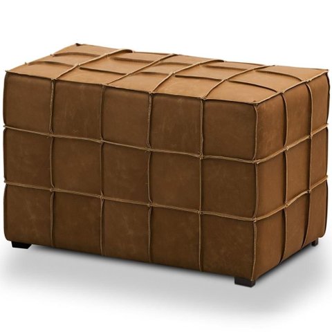 Puff Decorativo Retangular para Sala Living 70cm Sirah L06 Couro Camel - Lyam Decor