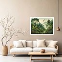 Ver imagem 1 de Quadro Decorativo Tropical Verde Pássaros - 50x70cm:moldura Branca
