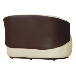 Kit 1 Namoradeira e 2 Poltronas Decorativa Orgânica Beatriz Suede Composê Corino Marrom - Estopar Su - 4