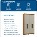 Ver imagem 6 de Roupeiro Solteiro Coimbra 120,8x224,5cm 4 Portas Freijó/Off White COI11142