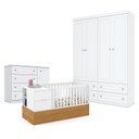 Ver imagem 1 de Quarto de Bebê Americano 4 Portas Com berço Americano Multifuncional Formare Branco Freijó - Matic -