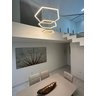 Lustre Pendente Hexagono 3 Aneis Moderno Dourado em Led 3000k He - 1