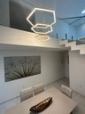Ver imagem 1 de Lustre Pendente Hexagono 3 Aneis Moderno Dourado em Led 3000k He