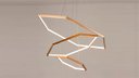 Ver imagem 2 de Lustre Pendente Hexagono 3 Aneis Moderno Dourado em Led 3000k He