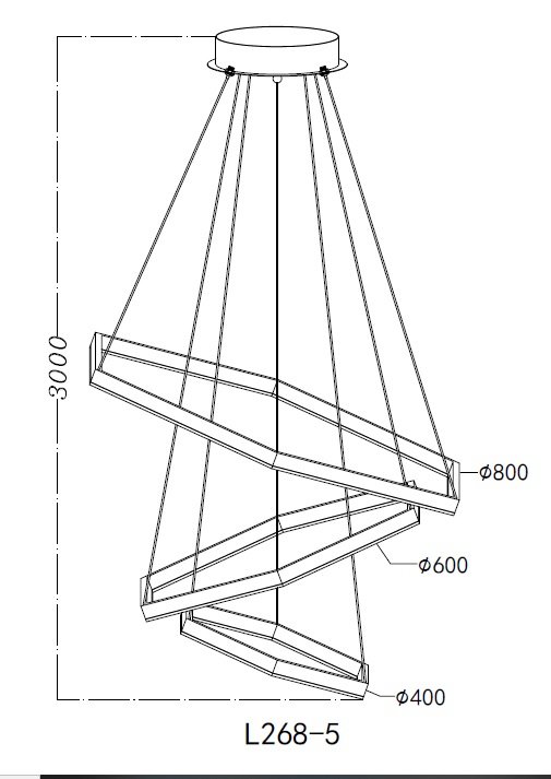 Lustre Pendente Hexagono 3 Aneis Moderno Dourado em Led 3000k He - 3