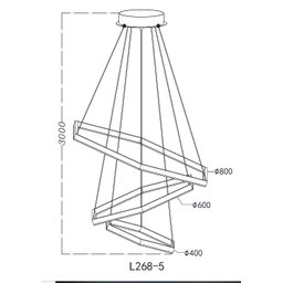 Lustre Pendente Hexagono 3 Aneis Moderno Dourado em Led 3000k He - 3