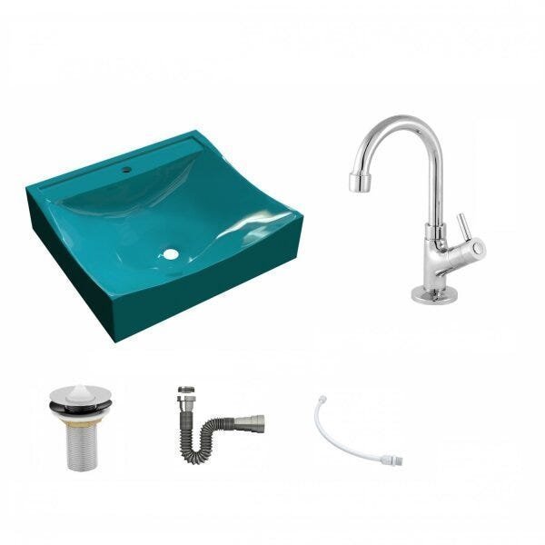 Kit Cuba Q440 com Torneira 1198 Metal e Válvula 1 Pol. Sifão Cromado e Flexível Compace - 2