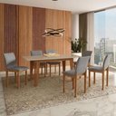 Ver imagem 1 de Mesa de Jantar BELLA180X90CM Cinamomo Off White com Kit 6 Cadeiras Bella Linho Prata - Valdemóveis