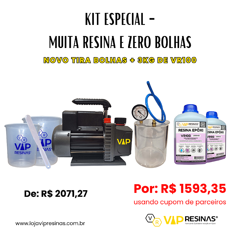 Kit Resinagem Desaerador Zero Bolhas Vr100 3kg P/resina - 2