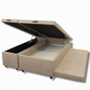 Ver imagem 1 de Cama Box Bau Casal Bipartido C/ Cama Auxiliar Suede 47x138x188 - Santo Box:bege