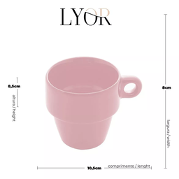 Xícara P/ Chá Café Cerâmica Empilhavél Rosa 210ml Lyor - 3