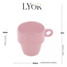 Xícara P/ Chá Café Cerâmica Empilhavél Rosa 210ml Lyor - 3