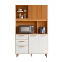 Ver imagem 4 de Armário de Cozinha Compacto 115cm Sicília Médio 5 Portas 2 Gavetas Freijo Ripado Off White Poliman