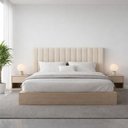 Ver imagem 2 de Cabeceira Cama Casal Queen Estofada Gomos 170cm X 121cm Linho Veludo Cor:veludo Luxor Creme