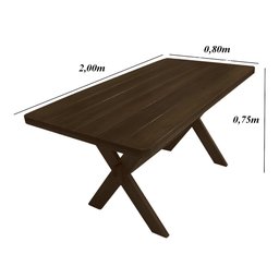 Conjunto Mesa 2m e 8 Cadeiras Madeira Maciça Eucalipto Escuro - 4