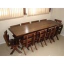 Ver imagem 5 de Conjunto Mesa 2m e 8 Cadeiras Madeira Maciça Eucalipto Escuro