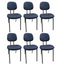 Ver imagem 1 de kit 6 Cadeiras de Escritório Secretaria Fixa Pé Palito Tecido JSerrano Azul Com Preto para Recepção