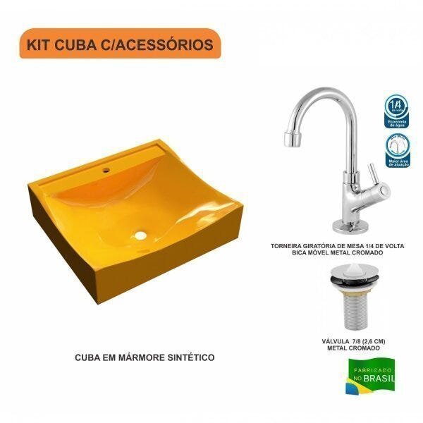 Kit Cuba Q440 com Torneira 1198 Metal e Válvula 1 Pol. Compace - 3