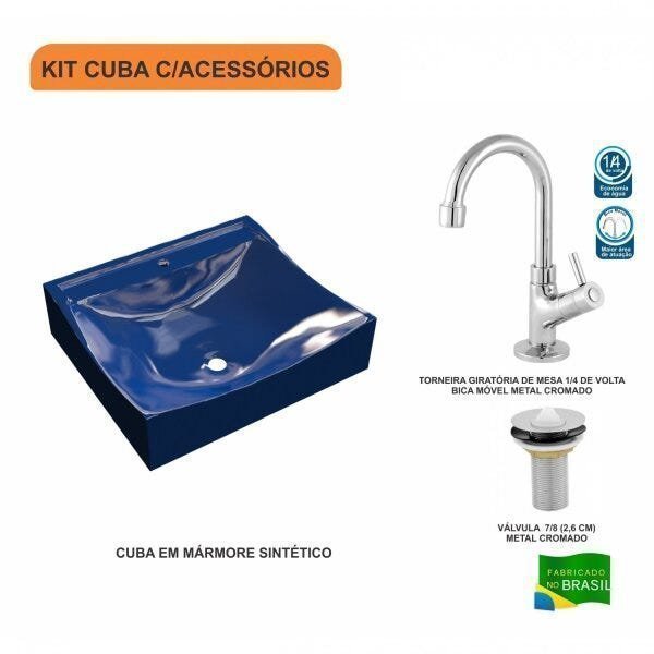 Kit Cuba Q440 com Torneira 1198 Metal e Válvula 1 Pol. Compace - 3