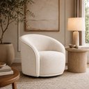 Ver imagem 2 de Poltrona Giratória 87cm Heidi Linho Off White - Sallar Home
